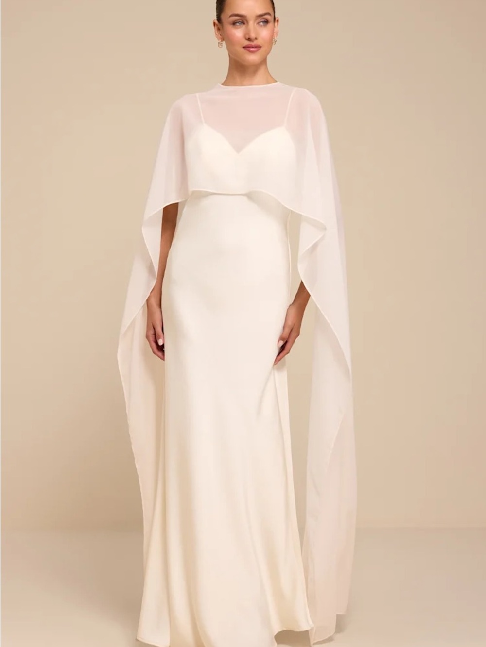 Ivory Satin Lulus Dress XS - No Cape